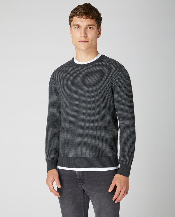 Plain Merino Wool Jumper - Charcoal