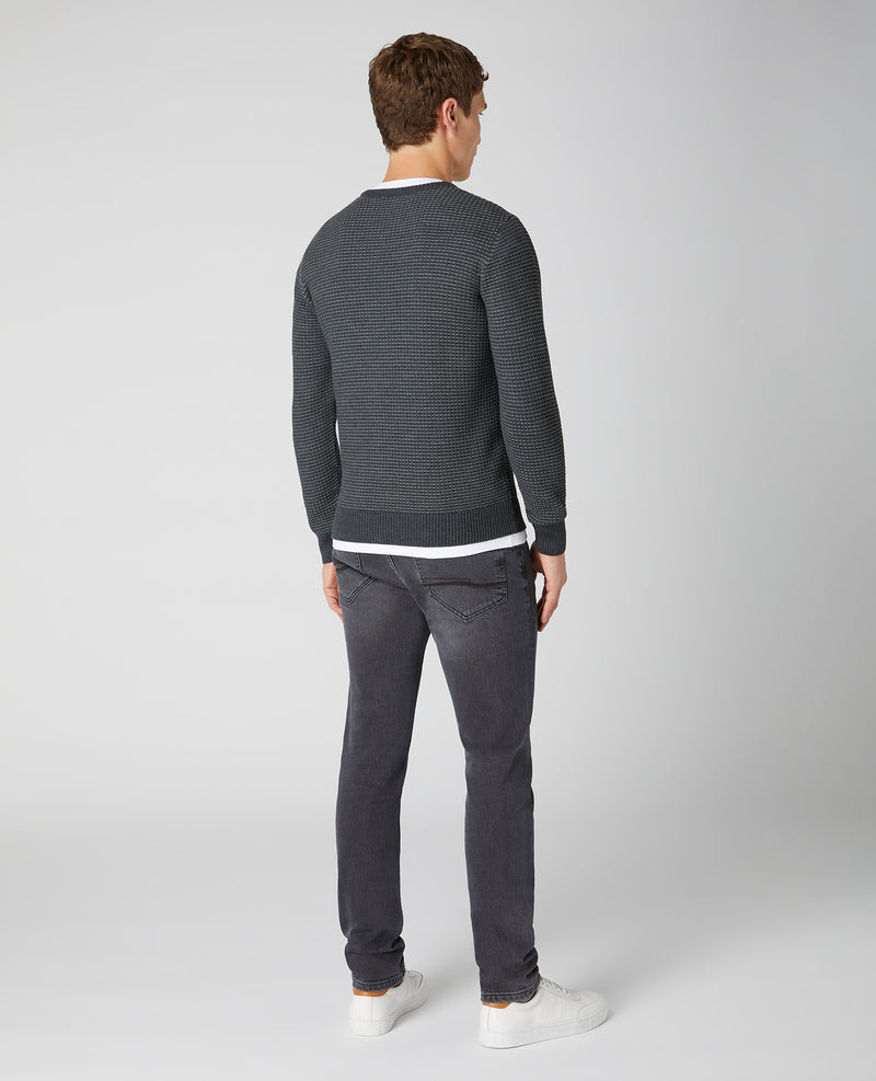 Plain Merino Wool Jumper - Charcoal