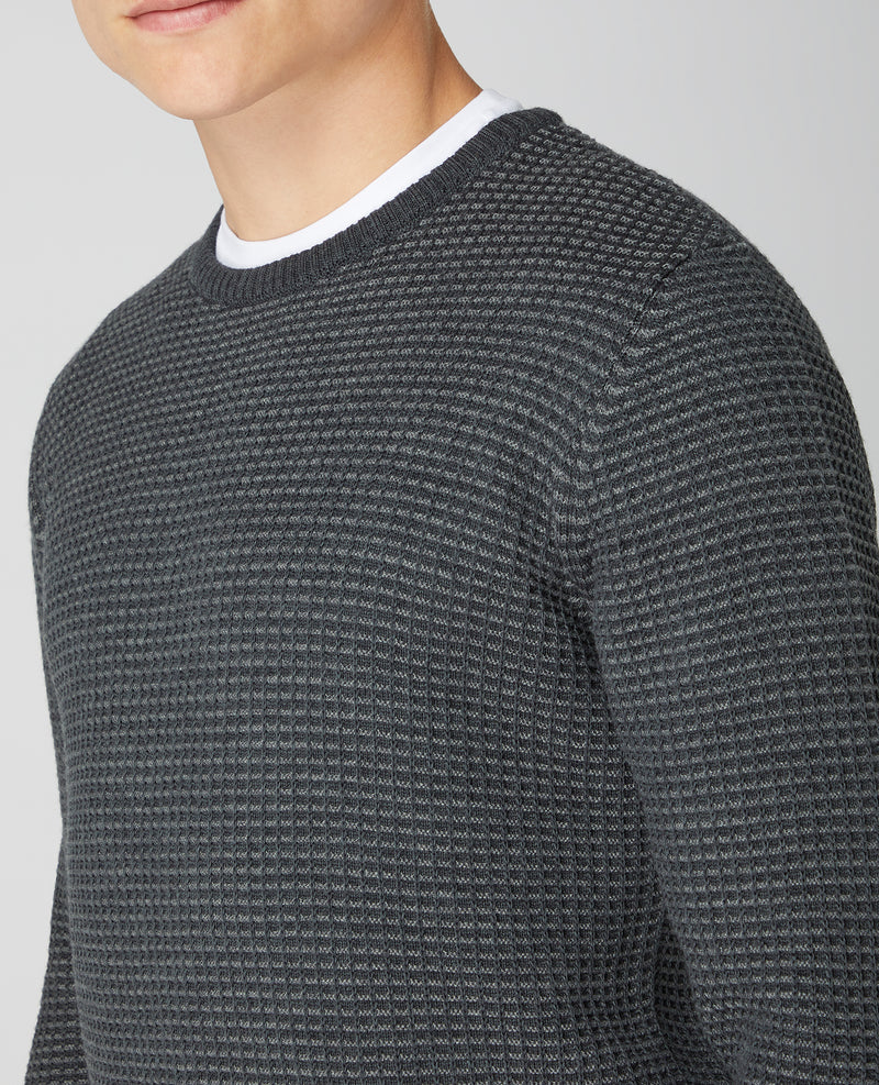 Plain Merino Wool Jumper - Charcoal