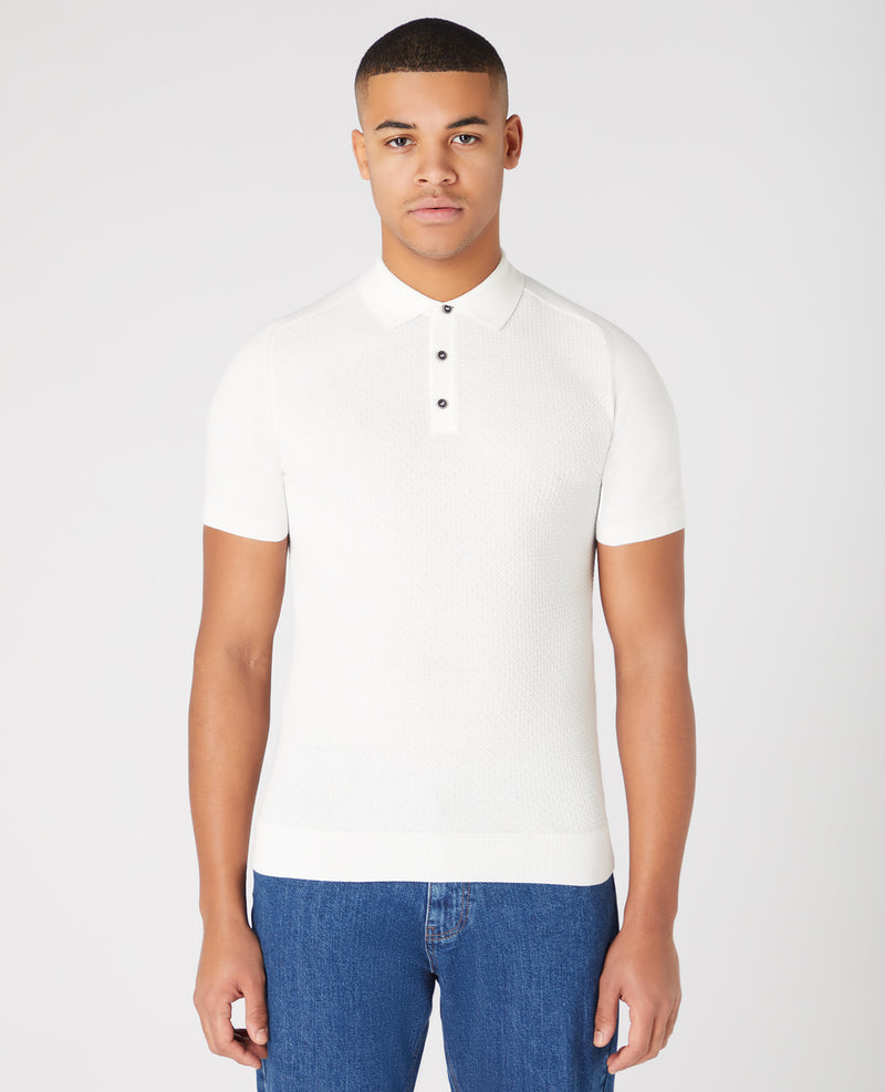 SS Knit Polo Shirt - White