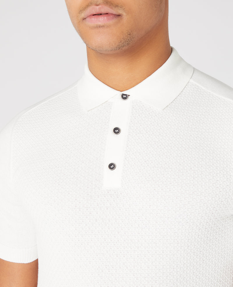 SS Knit Polo Shirt - White