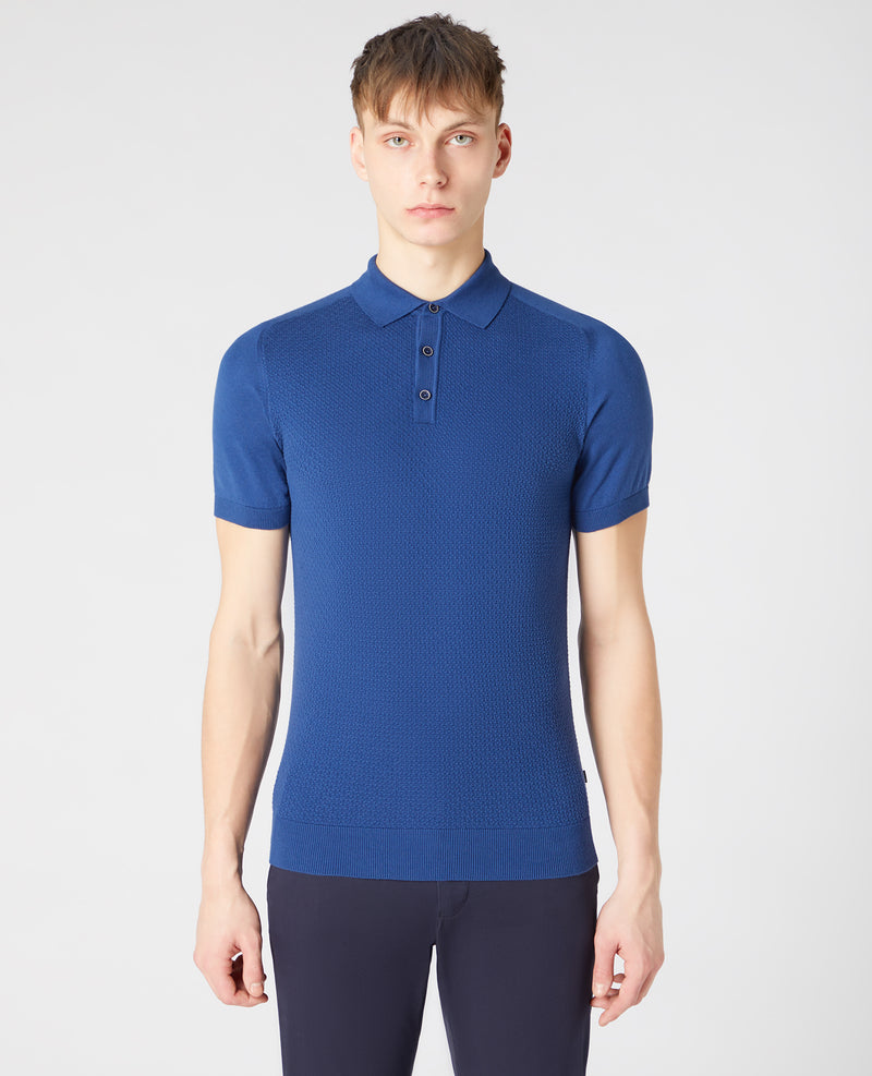 SS Knit Polo Shirt - Dark Blue