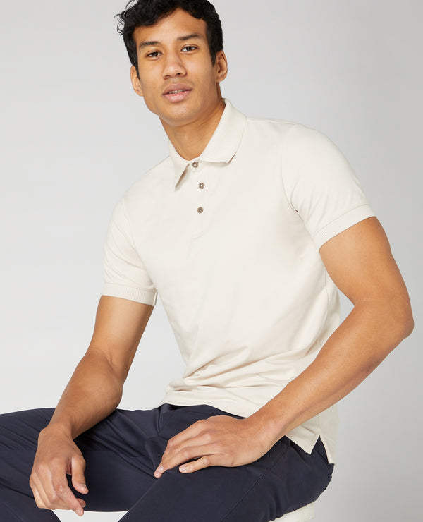 Short Sleeve Polo T-shirt - Stone