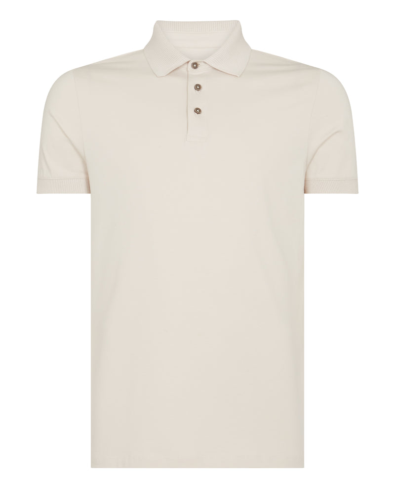 Short Sleeve Polo T-shirt - Stone