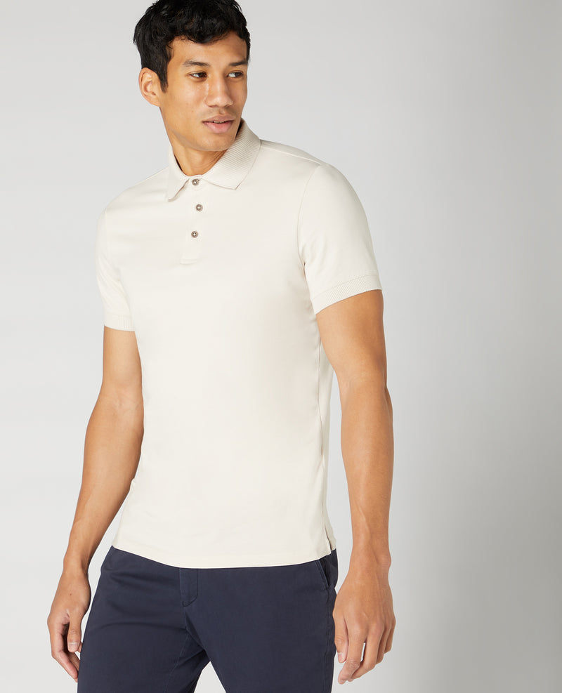 Short Sleeve Polo T-shirt - Stone