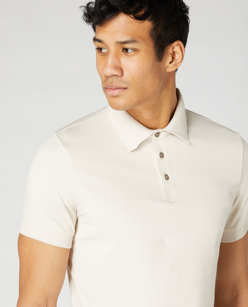 Short Sleeve Polo T-shirt - Stone