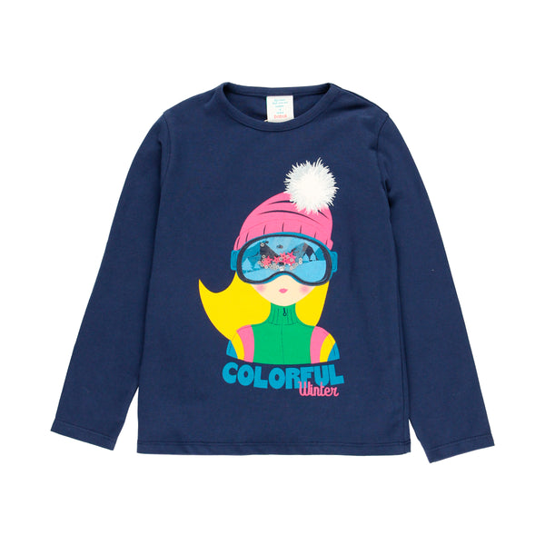 Colourful Winter T-shirt - Navy