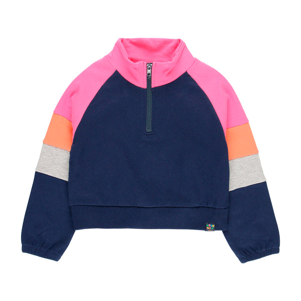 Striped Sleeves Sweatshirt - Navy