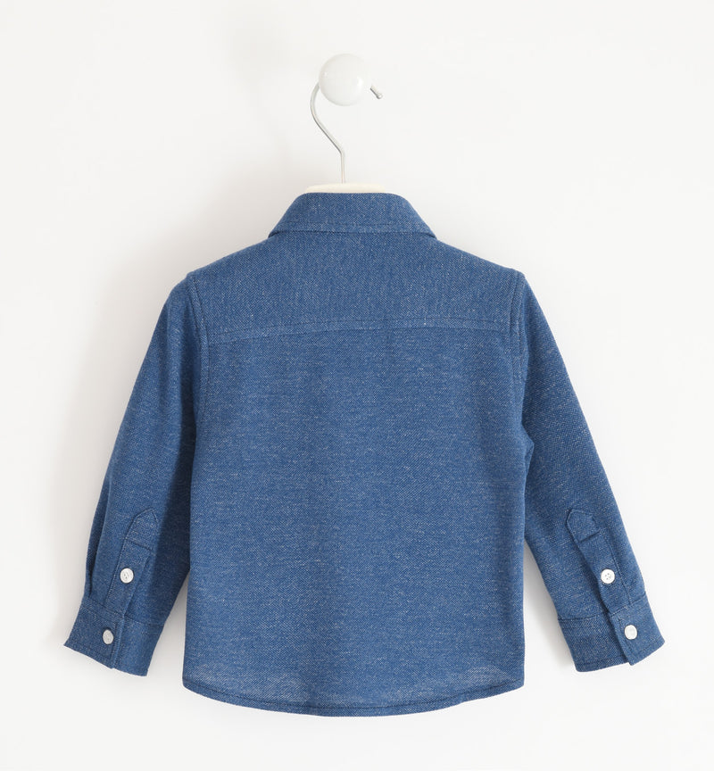 Long Sleeve Shirt - Melange Indigo Blue