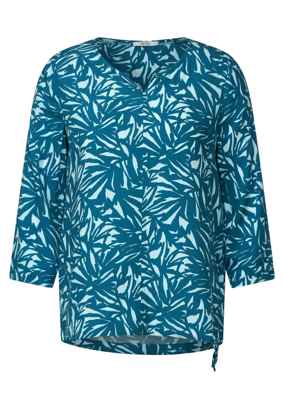 Print Blouse - Teal Blue