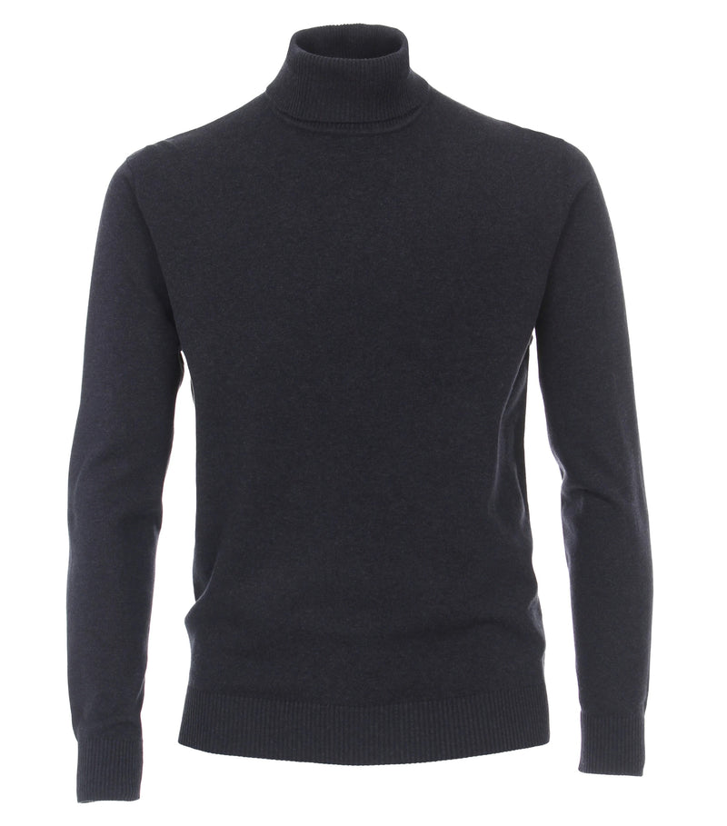 Plain Polo Neck Jumper - Navy