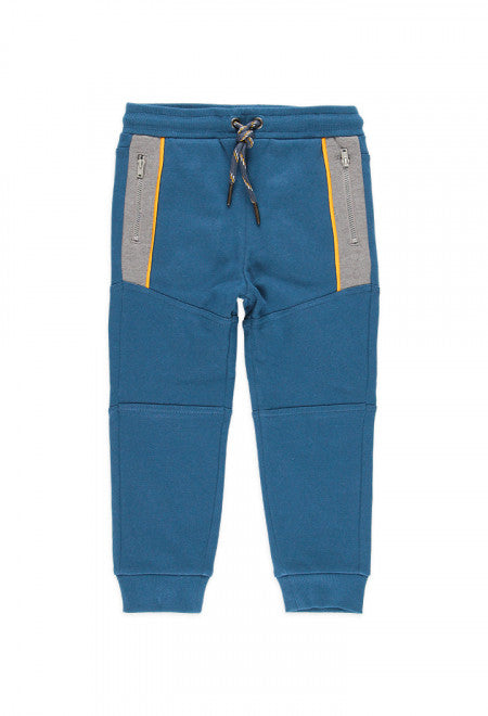 Fleece Joggers With Stripes - Cobalt