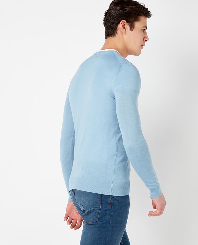 Ls Crew Nk Sweater - Light Blue Grey