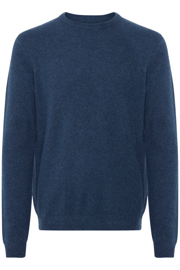 Vaughn Crew Neck Jumper - Ensign Blue Melange