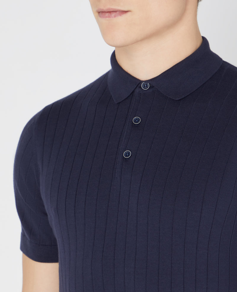 Short Sleeve 3 Button Polo Shirt - Navy1