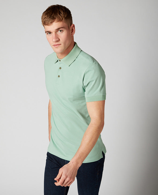 Short Sleeve Polo T-shirt - Light Green Grey