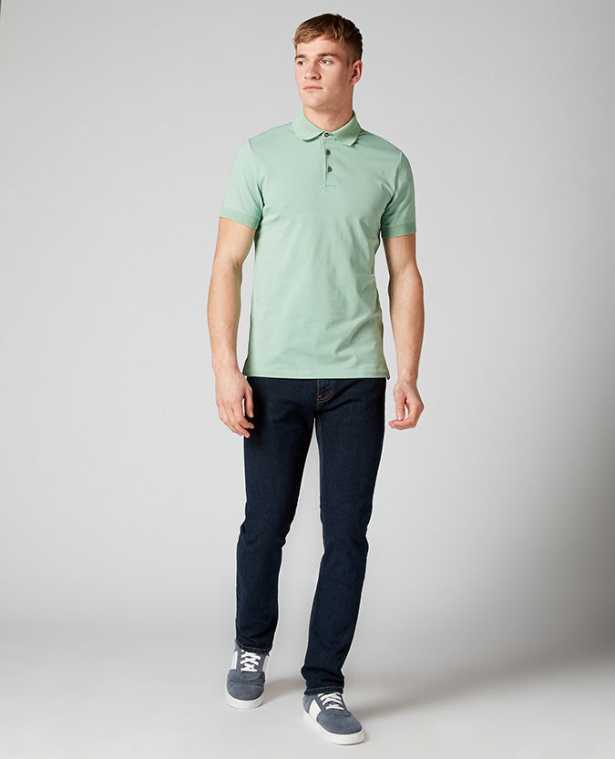 Short Sleeve Polo T-shirt - Light Green Grey