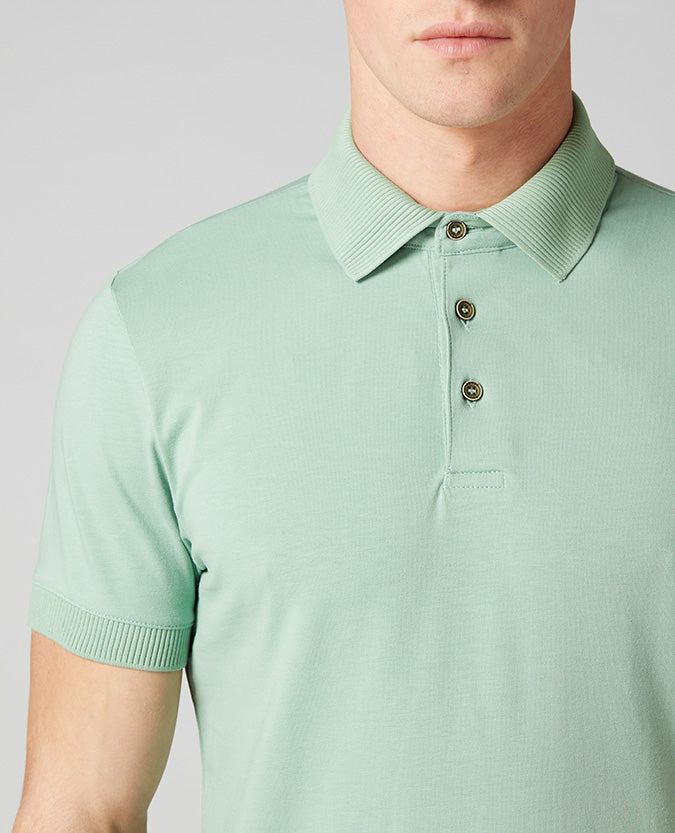 Short Sleeve Polo T-shirt - Light Green Grey