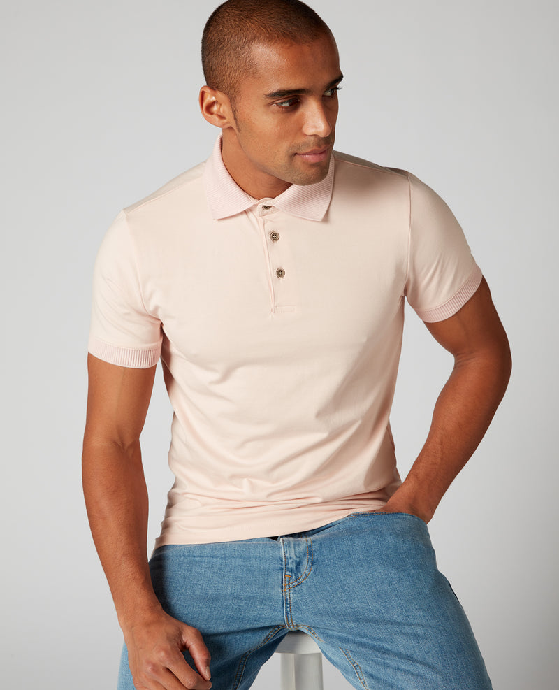 Short Sleeve Polo T-shirt - Light Pink