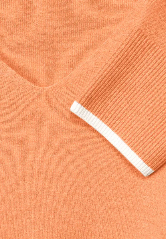 Split V-Neck Jumper - Mandarine Melange