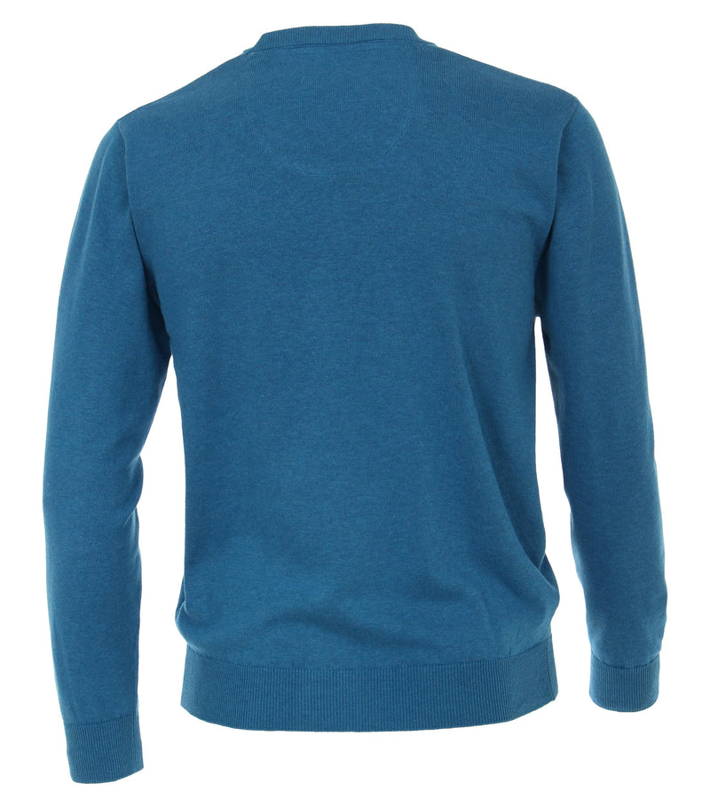 Plain V-Neck Jumper - Petrol Blue