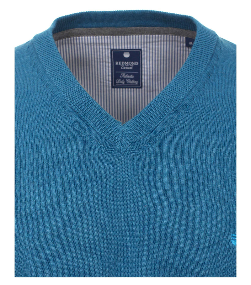 Plain V-Neck Jumper - Petrol Blue