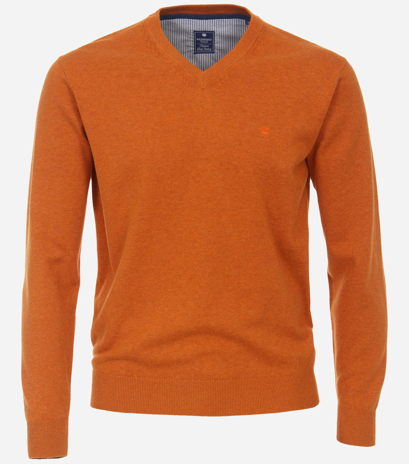 Plain V-Neck Jumper - Orange