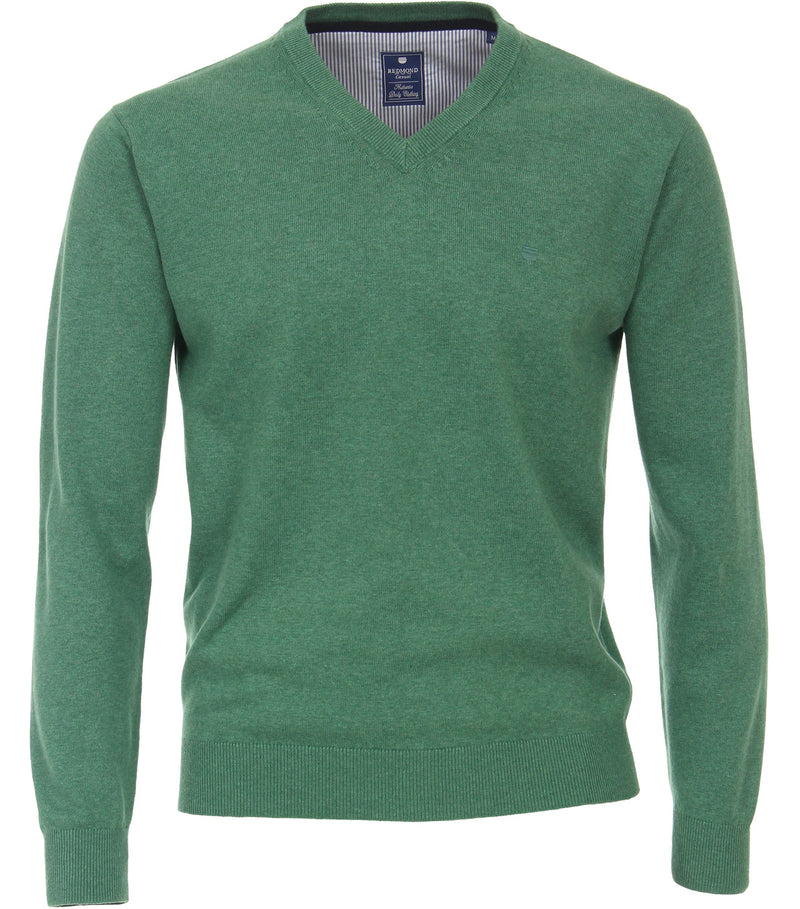 Plain V-Neck Jumper - Grass Green