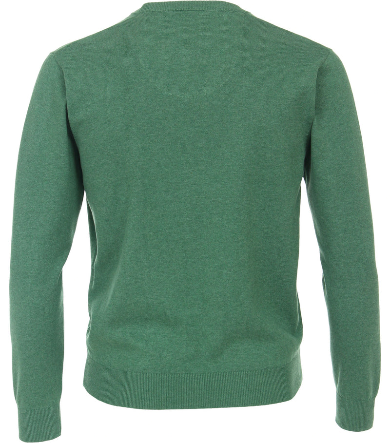 Plain V-Neck Jumper - Grass Green