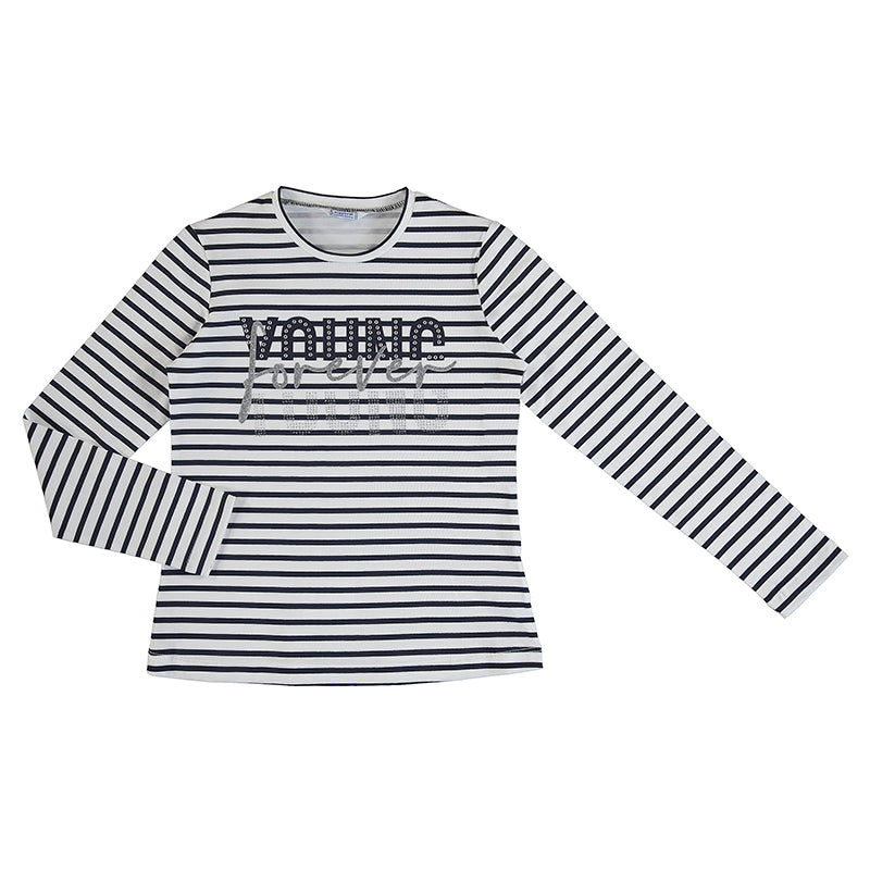 Long Sleeve Stripes T-shirt - Navy