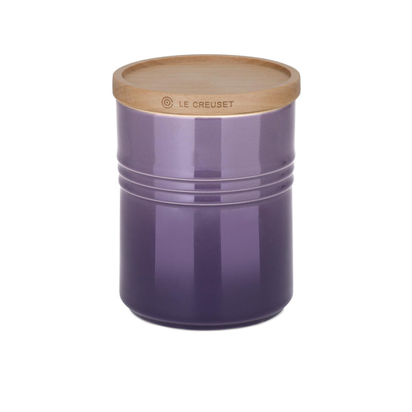 Medium Stoneware Storage Jar With Wooden Lid - Ultra Violet