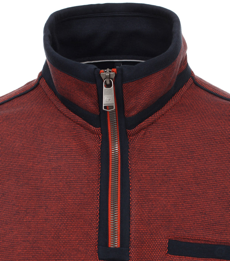 Contrast Collar 1/2 Zip Jumper - Red Clay