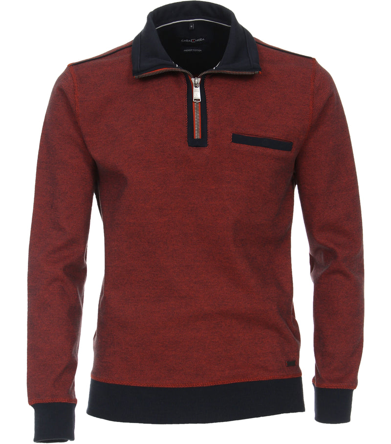 Contrast Collar 1/2 Zip Jumper - Red Clay