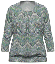 3/4 Sleeve Print Blouse - Green