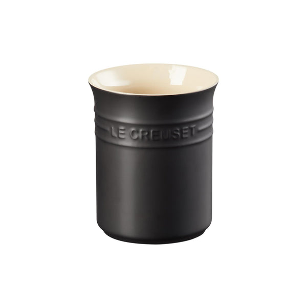 Small Stoneware Utensil Jar - Satin Black