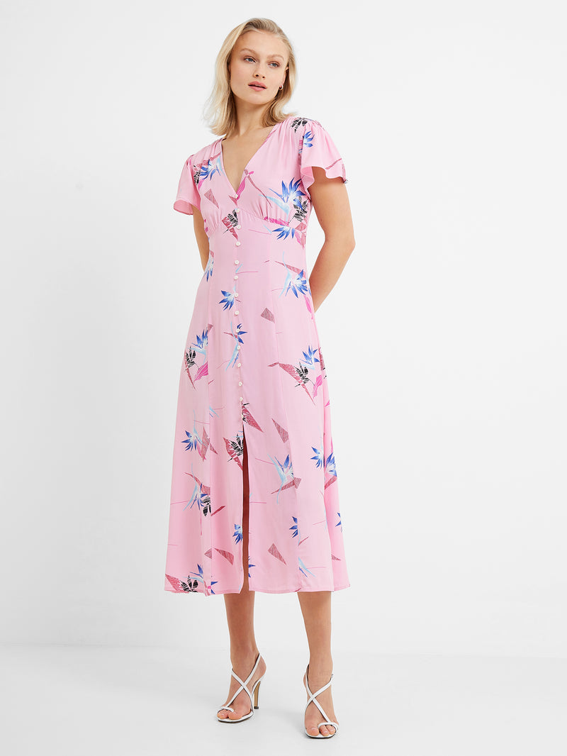 Eugie V Neck Dress - Sea Pink