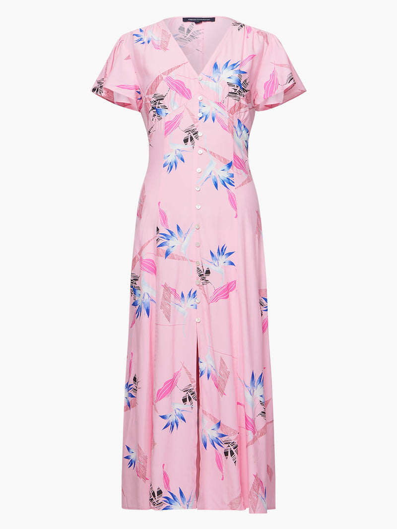 Eugie V Neck Dress - Sea Pink