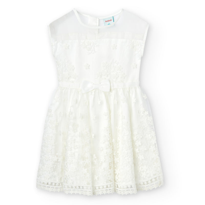 Embroidered Tulle Dress - Off White