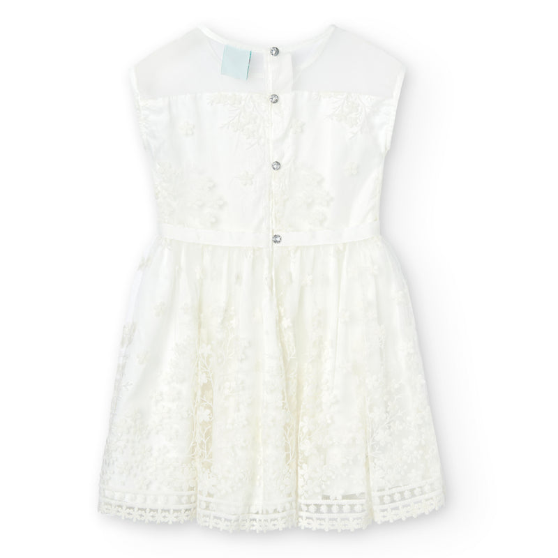 Embroidered Tulle Dress - Off White