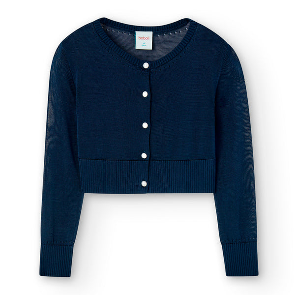 Crop Cardigan - Navy