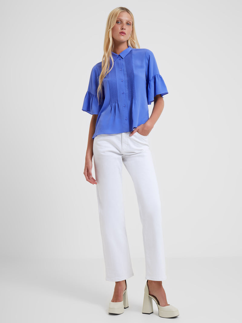 Crepe Tuck Shirt - Baja Blue