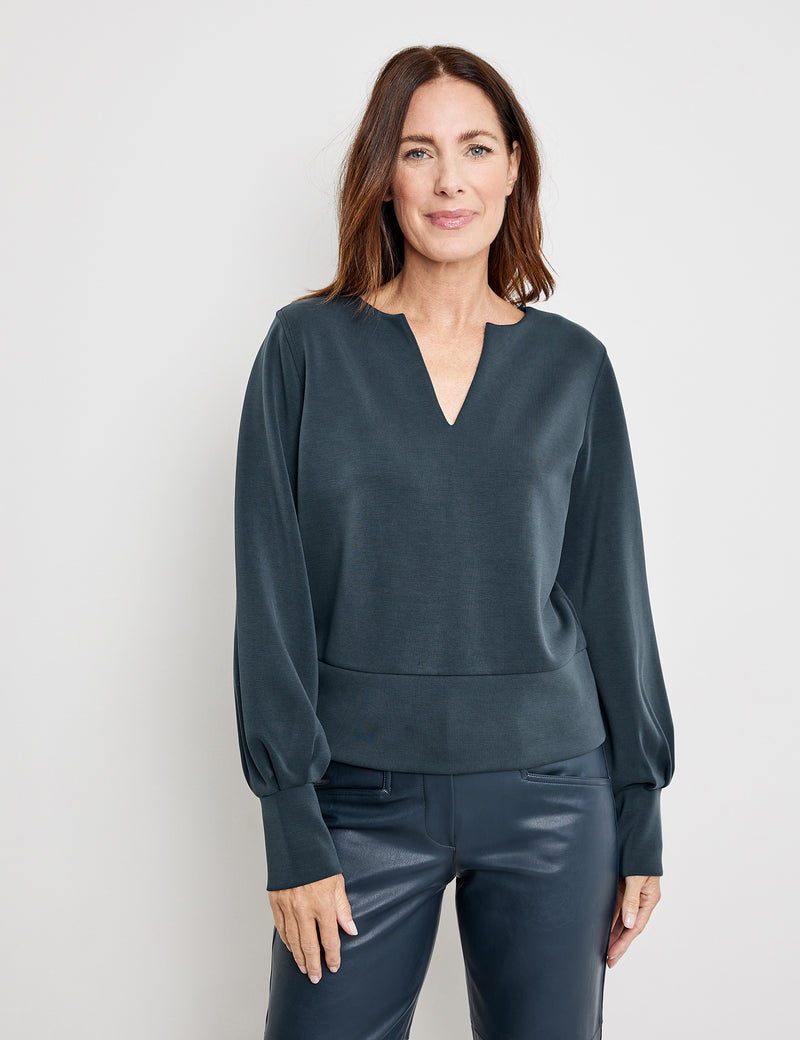 Urban Forest V Neck Top - Dark Petrol