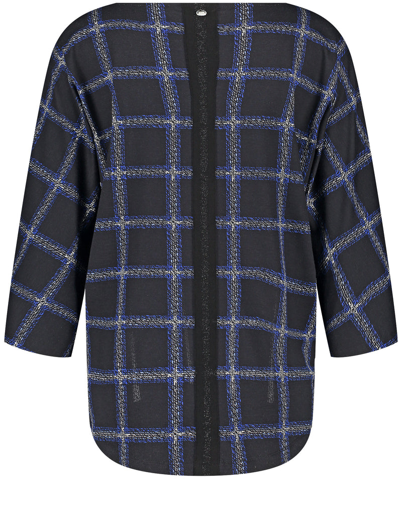 Moon Shine 3/4 Sleeve T-Shirt - Black/blue Check