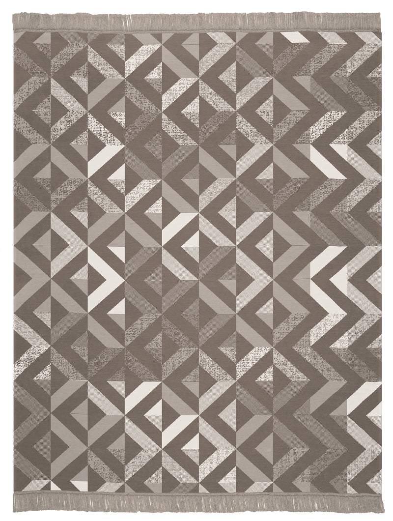 Cotton Rich Textured Geo Neutral Throw