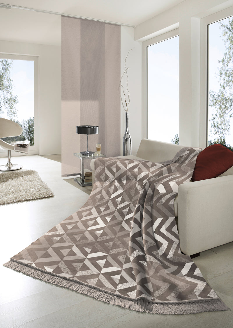 Cotton Rich Textured Geo Neutral Throw