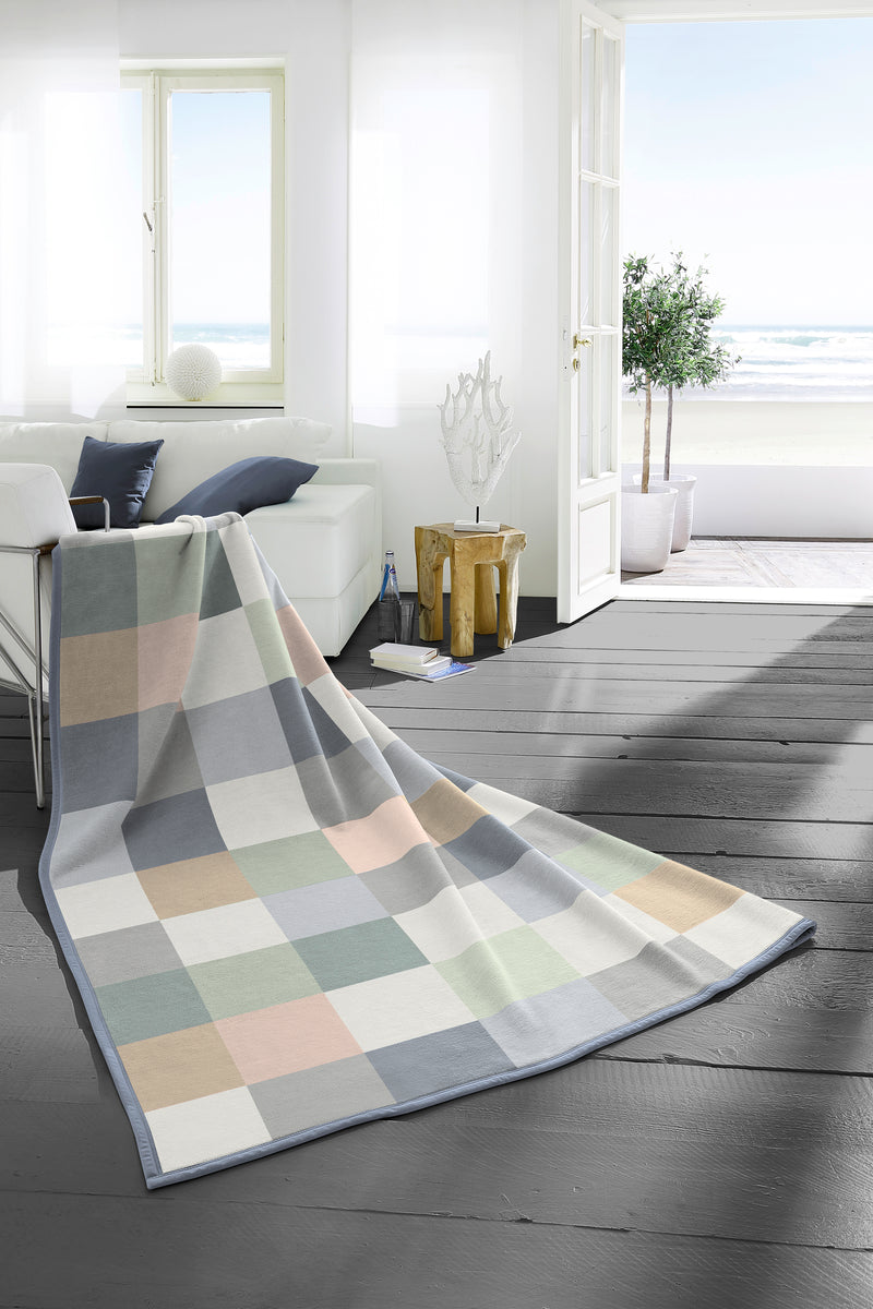 Cotton Rich Check Sage Throw