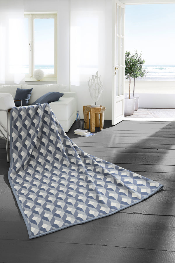 Cotton Rich Geo Blue Throw