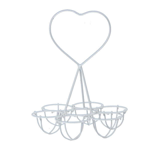 White Wire Egg Holder Heart Handle