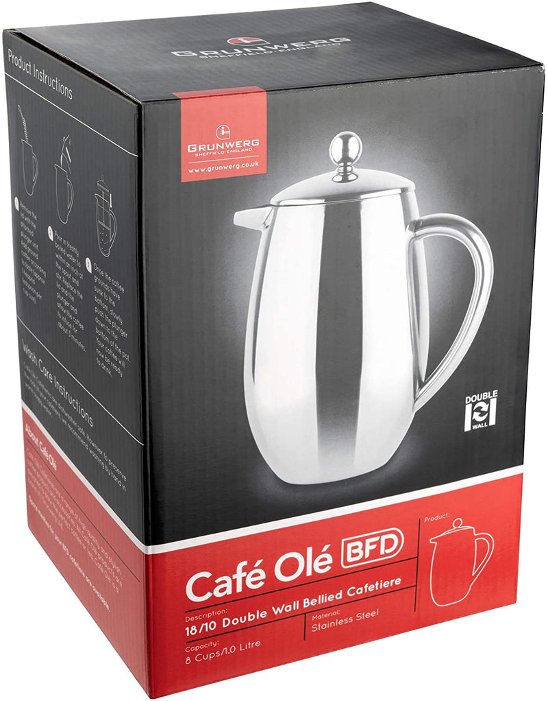 Cafe Ole 3 Cup Stainless Steel Double Wall Cafetiere