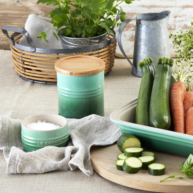 Medium Stoneware Storage Jar With Wooden Lid - Rosemary